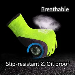 stylera 2 PAIR Crinkle Latex Rubber Hand Coated Safety Work Gloves Polyester, Latex Safety Gloves image 5