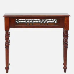 amberville from pepperfry Stafford Sheesham Wood Console Table In Scratch Resistant Honey Oak Finish image 5