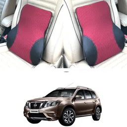 oshotto Black, Red Fabric, Leatherite Car Pillow Cushion for Nissan-picture-43