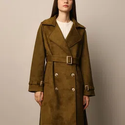 only 95% Polyester,5% Spandex Solid Coat For Women image 3