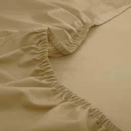 maspar Yellow Solid 200 TC Cotton Double Bed Fitted Sheet with 2 Pillow Case 24 Collection-picture-10