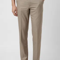 van heusen Men Slim Fit Beige Polyester Trousers-picture-11