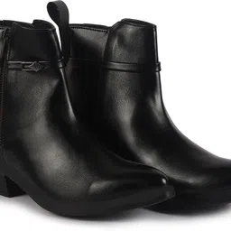 fausto Mid Ankle Flared Heel Side Zipper Winter Boots|Dress Boot|Office Boot Boots For Women image 1