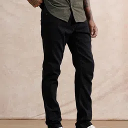 wrogn Men Slim Mid Rise Black Jeans image 4