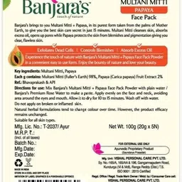 banjaras Multani Mitti + Papaya Face Pack Powder image 2