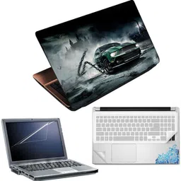 FineArts Car with Chain 4 in 1 Laptop Skin Pack with Screen Guard, Key Protector and Palmrest Skin Combo Set-image-69