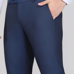 arrow Men Tapered Blue Polyester Trousers image 5