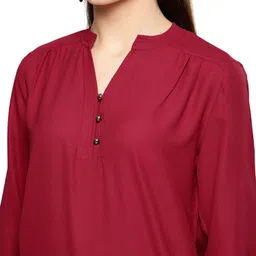 harpa Casual Regular Sleeves Solid Women Maroon Top image 2