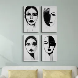 nestroots Portrait Set of 4 Canvas Wall Painting Stretch Canvas Frame image 1