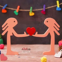 ecraftindia Wooden Handcrafted Couple Showpiece Holding Heart-picture-19