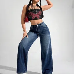 nucloths Women Regular High Rise Dark Blue Jeans image 4