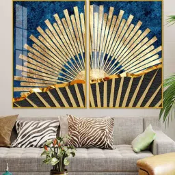 vibecrafts Golden Rising Sun Acrylic Framed Art Panel (Set Of 2)-picture-18