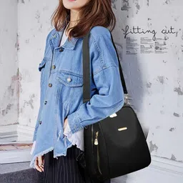 jaisom Small 20 L Backpack Small 20 L Multipocket Backpack For Women ( Black ) image 3