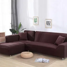 decowell Polyester Plain 3+3 Seater L-Shape Sofa Cover-picture-21