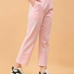 vastiram Women Flared Pink Pure Cotton Trousers image 3