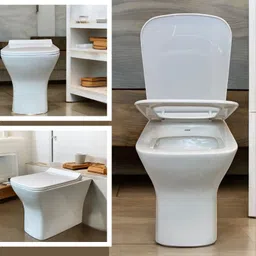 joyo cera META Floor Mount Western Toilet /European Commode OUTLET Is From Floor P TRAP FT KU Soft Close Seat Cover 56 X 39 X 37 cm (White Glossy Finish) for Bathroom Western Commode image 2