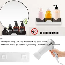 ajdk mart Self-Adhesive Plastic Bathroom Rack, Bathroom Shelf Organizer Plastic Wall Shelf image 4