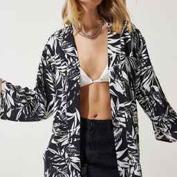 Happiness istanbul Tropical Printed Longline Shrug-picture-39