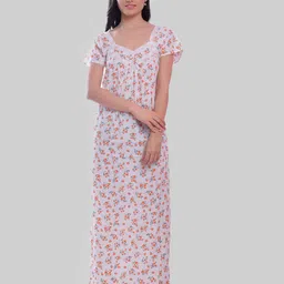 CIERGE Floral Printed Pure Cotton Maxi Nightdress-picture-35