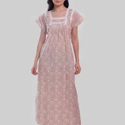 CIERGE Floral Printed Pure Cotton Maxi Nightdress-picture-14