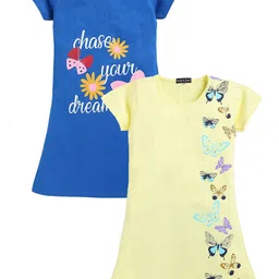 Todd N Teen Girls Pack Of 2 Printed Cotton T-shirt Nightdress-picture-50