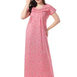Soulemo Floral Printed Maxi Pure Cotton Nightdress-picture-36