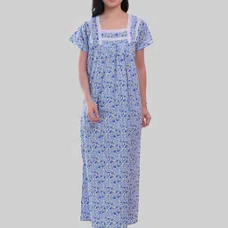 CIERGE Floral Printed Pure Cotton Maxi Nightdress-picture-32