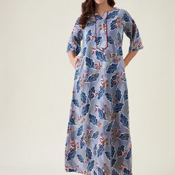 The Kaftan Company Women Grey Printed Maxi Nightdress-picture-43