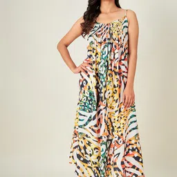 The Kaftan Company Women White Printed Maxi Nightdress-picture-22