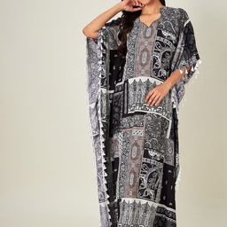 The Kaftan Company Black Printed Kaftan Maxi Nightdress-picture-15