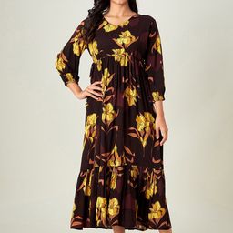 The Kaftan Company Women Brown Printed Maxi Nightdress-picture-16