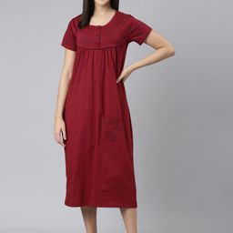 Kryptic Graphic Printed Maxi Pure Cotton Nightdress-picture-18