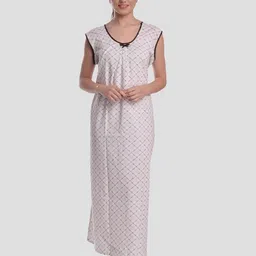 CIERGE Brown Checked Cotton Maxi Nightdress-picture-20