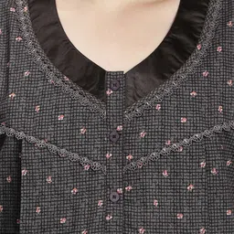 NIGHTSPREE Black Printed Maxi Nightdress image 2