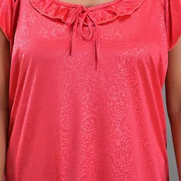 Apratim Peach-Coloured Satin Printed Maxi Nightdress image 5