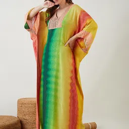 The Kaftan Company Tie & Dye Printed Kaftan Maxi Nightdress image 2
