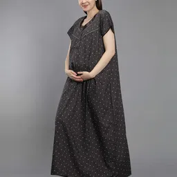 NIGHTSPREE Black Printed Maxi Nightdress image 5