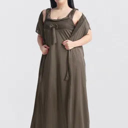 NIGHT KEYS Pack Of 2 Satin Maxi Sweat Nightdress image 2