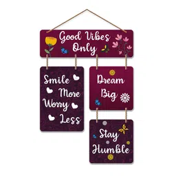 vibecrafts Decorative Multicolour Engineered Wood Wall Hanging Quotes image 4