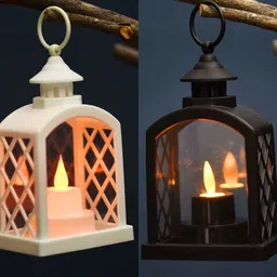 abc Decorative LED Lantern Lamps for Home Décor, Diwali, Christmas White, Black Plastic Hanging Lantern-picture-27
