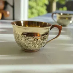 swarna brass Pack of 4 Brass Set of 4 Brass Tea Cups & Saucers –125ml |Tea Cup Set for Home, Office & Gifting image 5