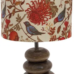 homesake Walnut Multi-Pebble Wood Table Lamp with Flower Bird Shade LED Bulb Included, Table Lamp image 2