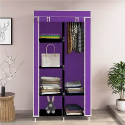 continental Portable Collapsible Plastic Wardrobe for Clothes Storage, 6-Shelf, Hanging Rod PP Collapsible Wardrobe image 2