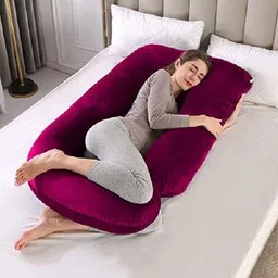 victostar j shape pregnancy pillow Polyester Fibre Solid Pregnancy Pillow Pack of 1 image 3