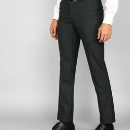 raymond Men Slim Fit Dark Green Polyester Trousers image 3