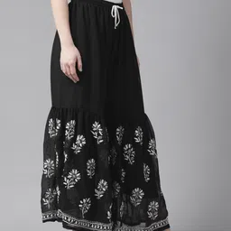 ADA Women Black & White Chikankari Flared Georgette Ethnic Sharara image 2