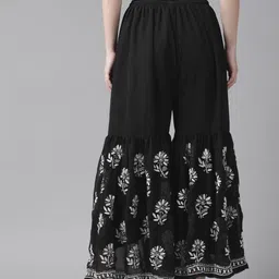 ADA Women Black & White Chikankari Flared Georgette Ethnic Sharara image 3