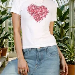 Shein Cute Short Sleeves Graphic Chest Print Fitted Crew Tshirt-picture-38