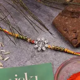 iski uski Sterling Silver Trishul Om Charm Rakhi-picture-48