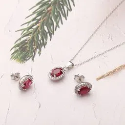 iski uski Women Sterling Silver Kyle Ruby Pendant Set-picture-20